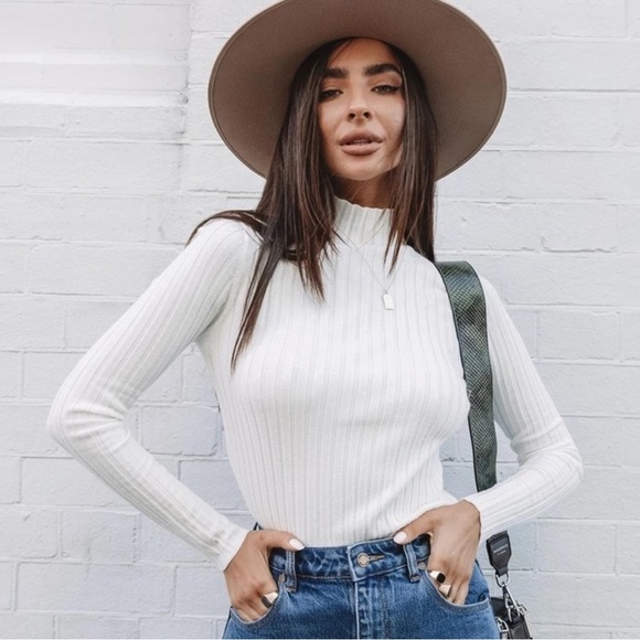 Princess Polly The Butler White Mock Neck Sweater Top - Picture 1 of 13